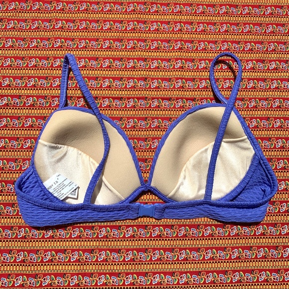 Unique Vintage Electric Blue Textured Bikini Top - Picture 9 of 9
